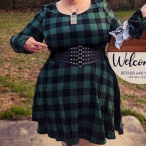 Shein Green Buffalo Check Dress